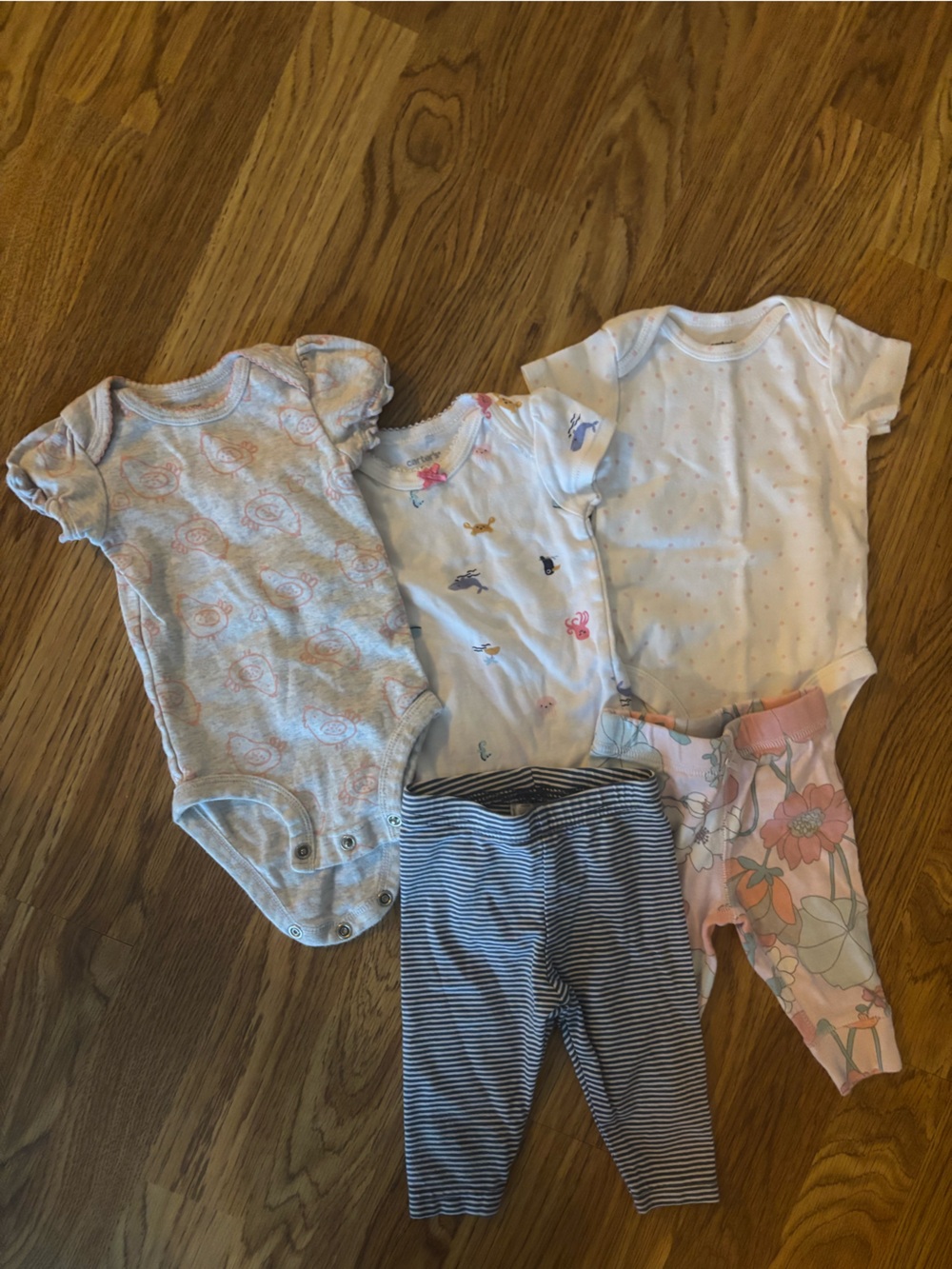 Carter's Baby Girls Mixed One-Piece and Leggings Set - White, Pink, Blue, Gray